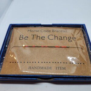 Be The Change Bracelet Morse Code Orange Gold Tone Adjustable